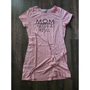 Womens L Mom Needs a Refill coral nighshirt